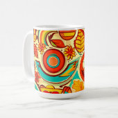 Muster für Retro 70er Groovy Fall Herbstelemente Kaffeetasse (Vorderseite Links)