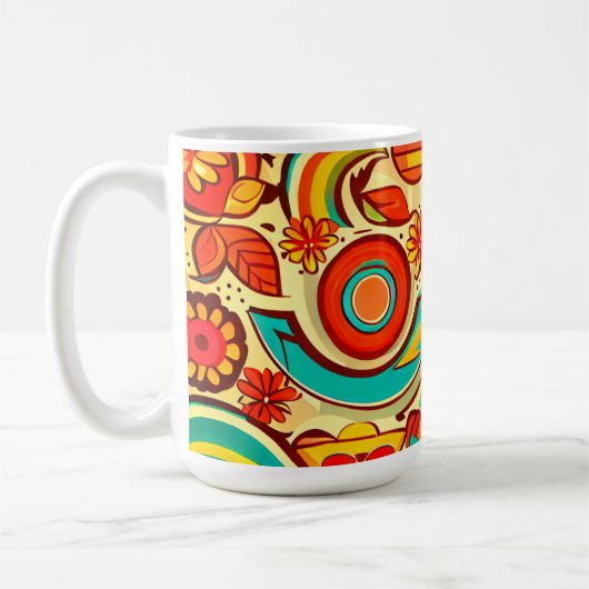 Muster für Retro 70er Groovy Fall Herbstelemente Kaffeetasse (Links)