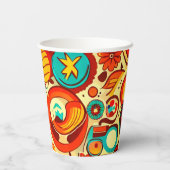 Muster für Retro 70er Groovy Fall Herbstelemente Pappbecher (Rückseite)