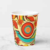 Muster für Retro 70er Groovy Fall Herbstelemente Pappbecher (Vorderseite)