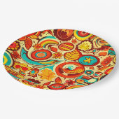 Muster für Retro 70er Groovy Fall Herbstelemente Pappteller (Schrägansicht)