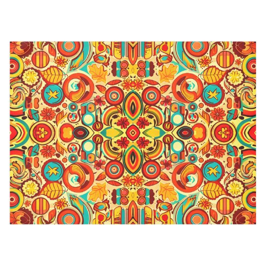 Muster für Retro 70er Groovy Fall Herbstelemente Tischdecke (Vorderseite (Horizontal))