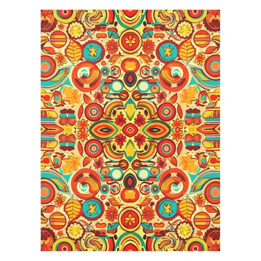 Muster für Retro 70er Groovy Fall Herbstelemente Tischdecke (Vorderseite)