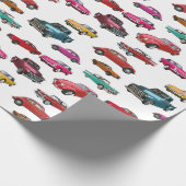Muster für Retro-Autos und LKW Geschenkpapier (Ecke)
