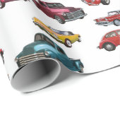 Muster für Retro-Autos und LKW Geschenkpapier (Rolleneckpunkt)