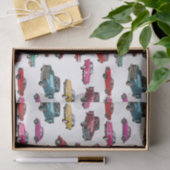 Muster für Retro-Autos und LKW Seidenpapier (Geschenk)