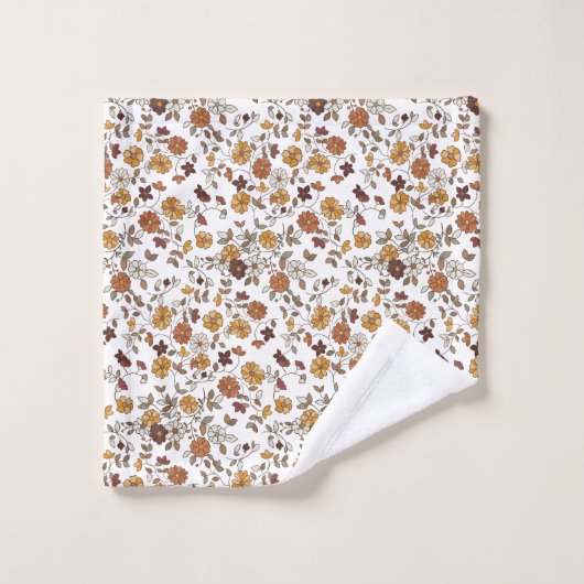 Muster für Retro-Boho-Blume Badhandtuch Set (Waschlappen)