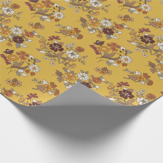 Muster für Retro-Boho-Blume Geschenkpapier (Ecke)