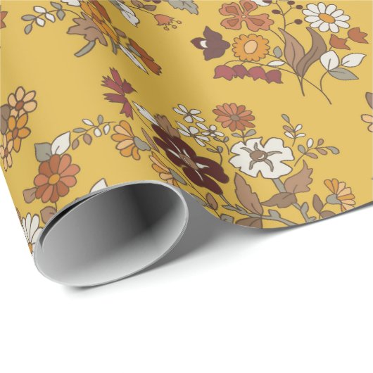 Muster für Retro-Boho-Blume Geschenkpapier (Rolleneckpunkt)