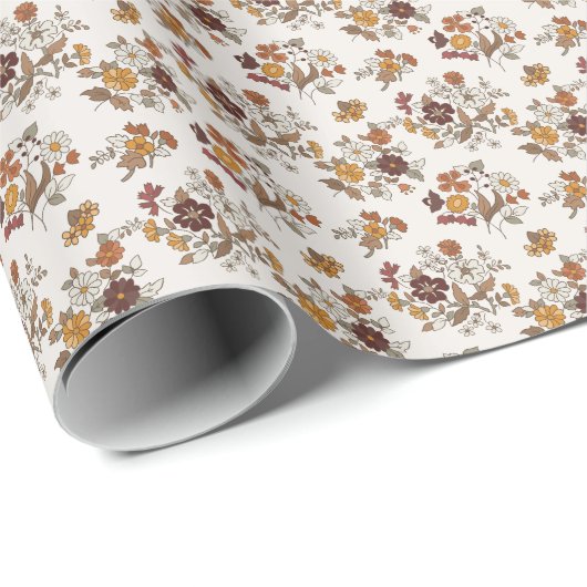 Muster für Retro-Boho-Blume Geschenkpapier (Rolleneckpunkt)