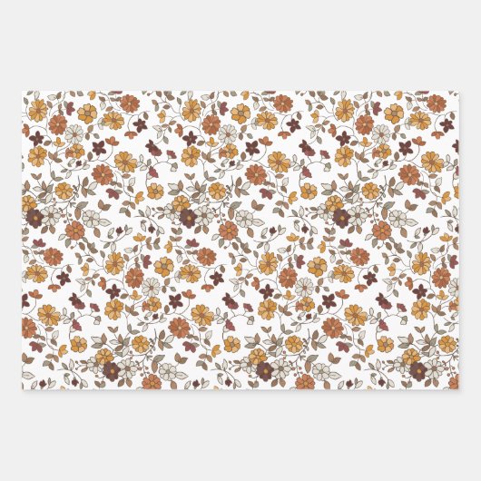 Muster für Retro-Boho-Blume Geschenkpapier Set (Vorderseite 3)