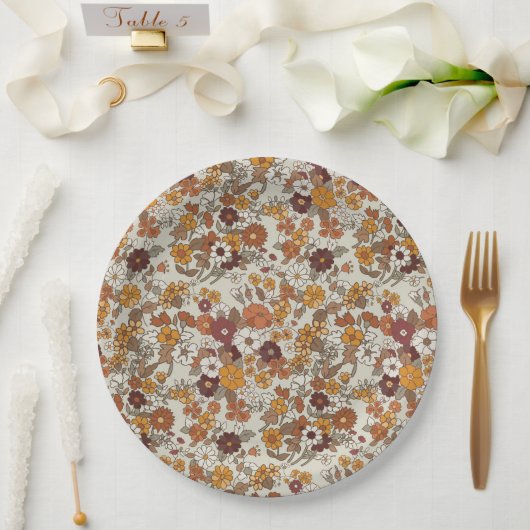 Muster für Retro-Boho-Blume Pappteller (Hochzeit)