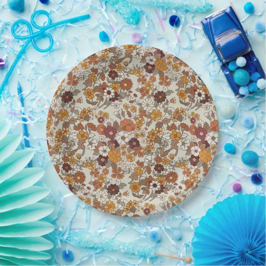 Muster für Retro-Boho-Blume Pappteller (Party)