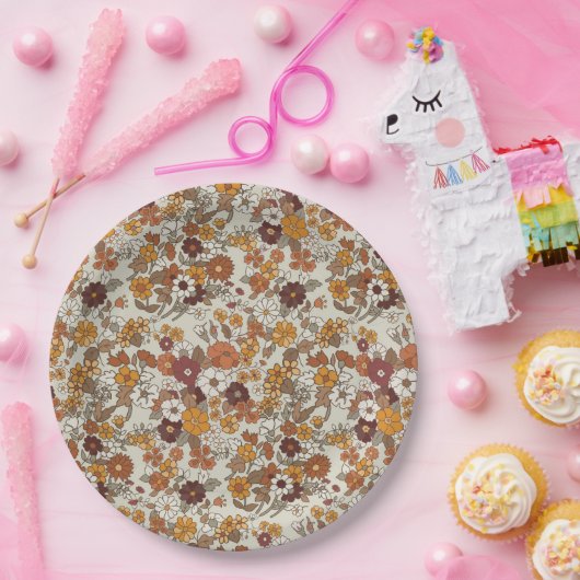 Muster für Retro-Boho-Blume Pappteller (Party)