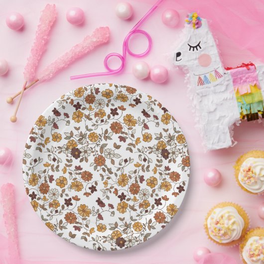 Muster für Retro-Boho-Blume Pappteller (Party)
