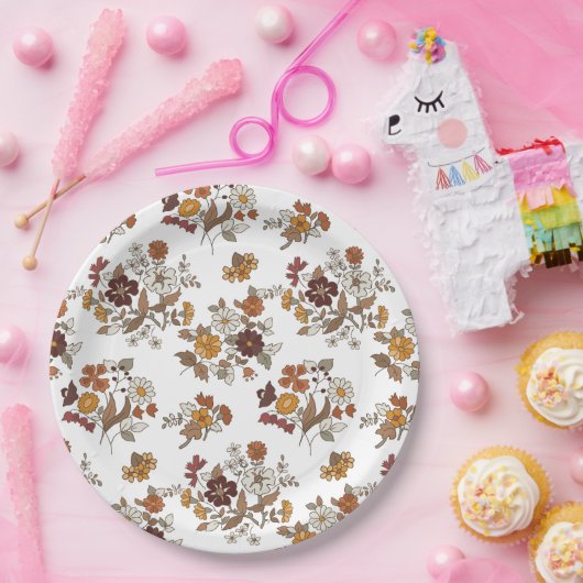 Muster für Retro-Boho-Blume Pappteller (Party)