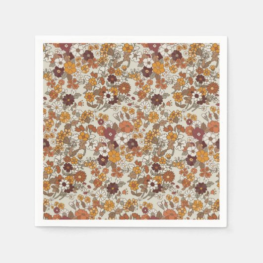 Muster für Retro-Boho-Blume Serviette (Vorderseite)