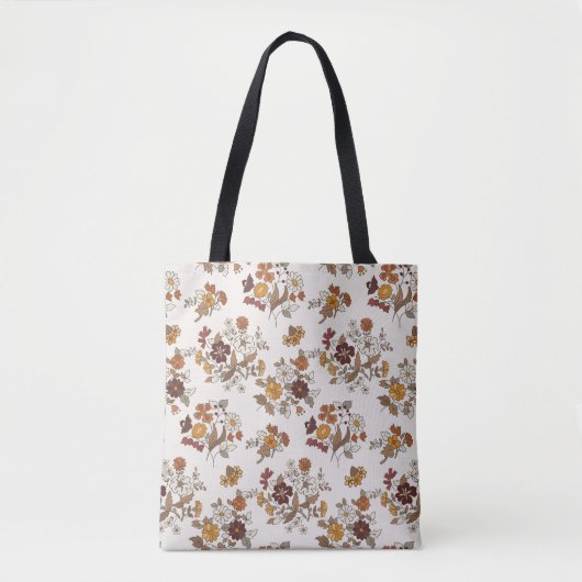 Muster für Retro-Boho-Blume Tasche (Vorderseite)