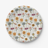 Muster für Retro Daisies-Blume Pappteller (Vorderseite)