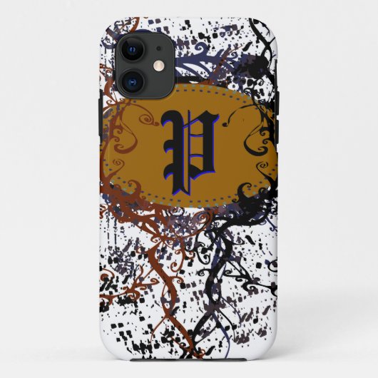 Muster für Retro-Damast mit Monogramm-Buchstaben P Case-Mate iPhone Hülle (Rückseite)