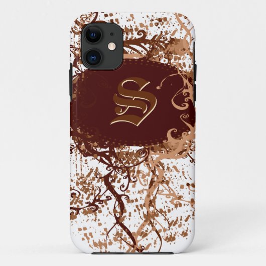 Muster für Retro-Damast mit Monogramm-Buchstaben S Case-Mate iPhone Hülle (Rückseite)