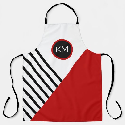 Muster für Retro-Farbblockstreifen mit Monogramm Schürze (Vorderseite)