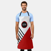 Muster für Retro-Farbblockstreifen mit Monogramm Schürze (Getragen)