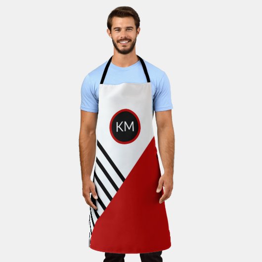 Muster für Retro-Farbblockstreifen mit Monogramm Schürze (Getragen)