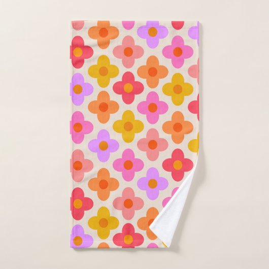 Muster für Retro-farbige Hippie-Mod-Blume Badhandtuch Set (Handtuch)