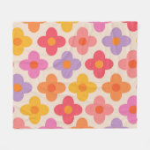 Muster für Retro-farbige Hippie-Mod-Blume Fleecedecke (Vorderseite (Horizontal))