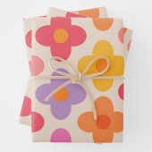 Muster für Retro-farbige Hippie-Mod-Blume Geschenkpapier Set (Beispiel)