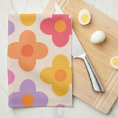 Muster für Retro-farbige Hippie-Mod-Blume Geschirrtuch (Viertel Falte)