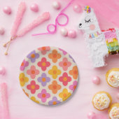 Muster für Retro-farbige Hippie-Mod-Blume Pappteller (Party)