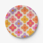 Muster für Retro-farbige Hippie-Mod-Blume Pappteller (Vorderseite)