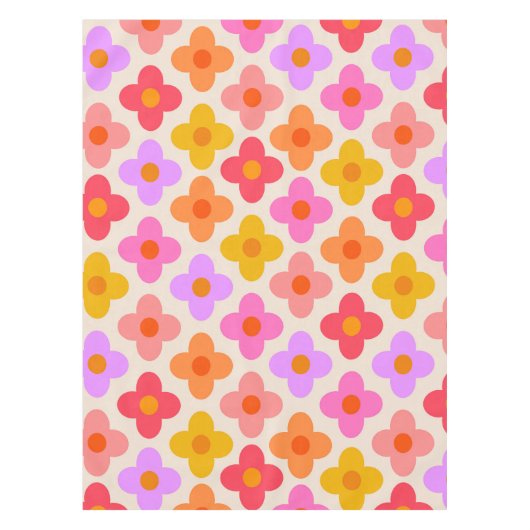 Muster für Retro-farbige Hippie-Mod-Blume Tischdecke (Vorderseite)