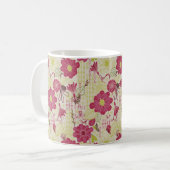 Muster für Retro-Flora und -Vögel Kaffeetasse (Vorderseite Links)
