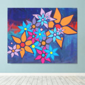 Muster für Retro-Floral | Abstrakte Malerei Leinwanddruck (Insitu (Holzboden))