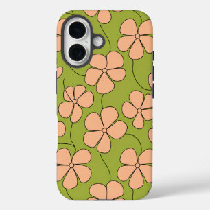 Muster für Retro-Floral iPhone 16 Hülle
