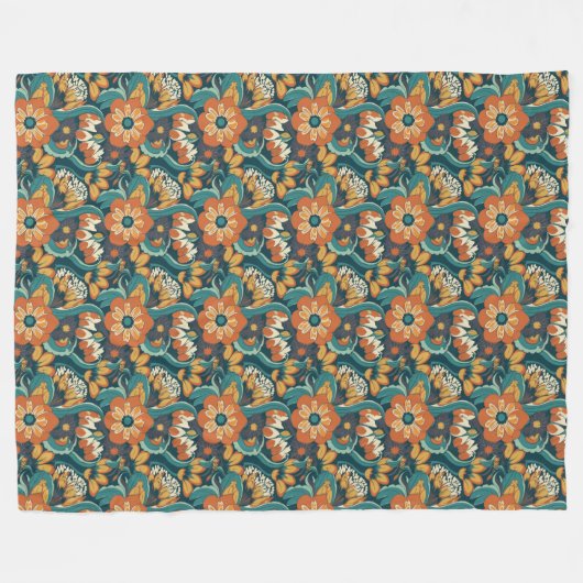 Muster für Retro-Floral Fleecedecke (Vorderseite (Horizontal))