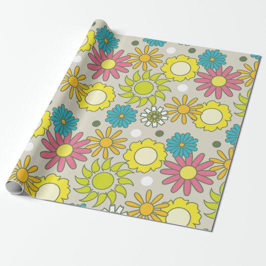 Muster für Retro-Floral Geschenkpapier (Ungerollt)