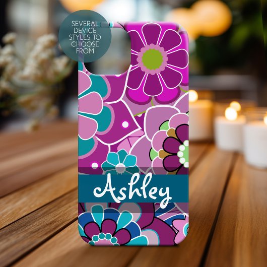 Muster für Retro Floral mit Name Case-Mate iPhone Hülle
