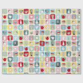 Muster für Retro-Kaffeeköpfe und Kaffeekuppen Geschenkpapier (Flach)