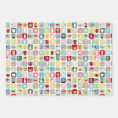 Muster für Retro-Kaffeeköpfe und Kaffeekuppen Geschenkpapier Set (Vorderseite)