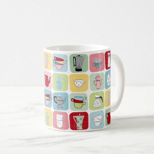 Muster für Retro-Kaffeeköpfe und Kaffeekuppen Kaffeetasse (VorderseiteRechts)