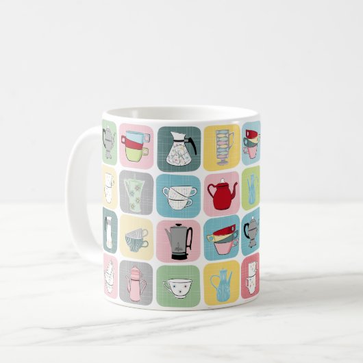Muster für Retro-Kaffeeköpfe und Kaffeekuppen Kaffeetasse (Vorderseite Links)