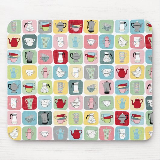 Muster für Retro-Kaffeeköpfe und Kaffeekuppen Mousepad (Vorne)