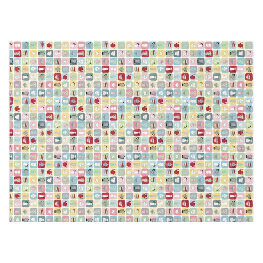 Muster für Retro-Kaffeeköpfe und Kaffeekuppen Tischdecke (Vorderseite (Horizontal))