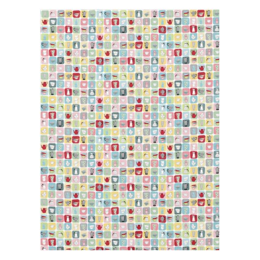 Muster für Retro-Kaffeeköpfe und Kaffeekuppen Tischdecke (Vorderseite)