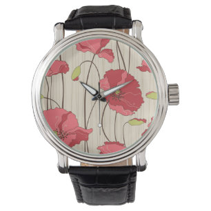 Muster für Retro-Poppies Armbanduhr