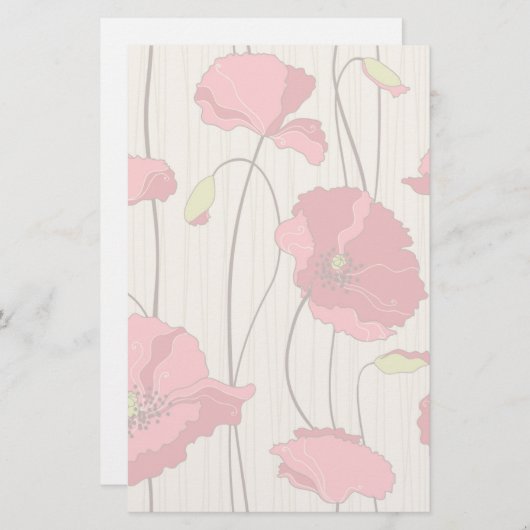 Muster für Retro-Poppies Briefpapier (Vorne/Hinten)